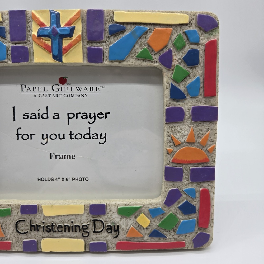 Papel Giftware Christening Day Colorful Mosaic Style Resin Photo Frame 4x6 - Picture 3 of 9